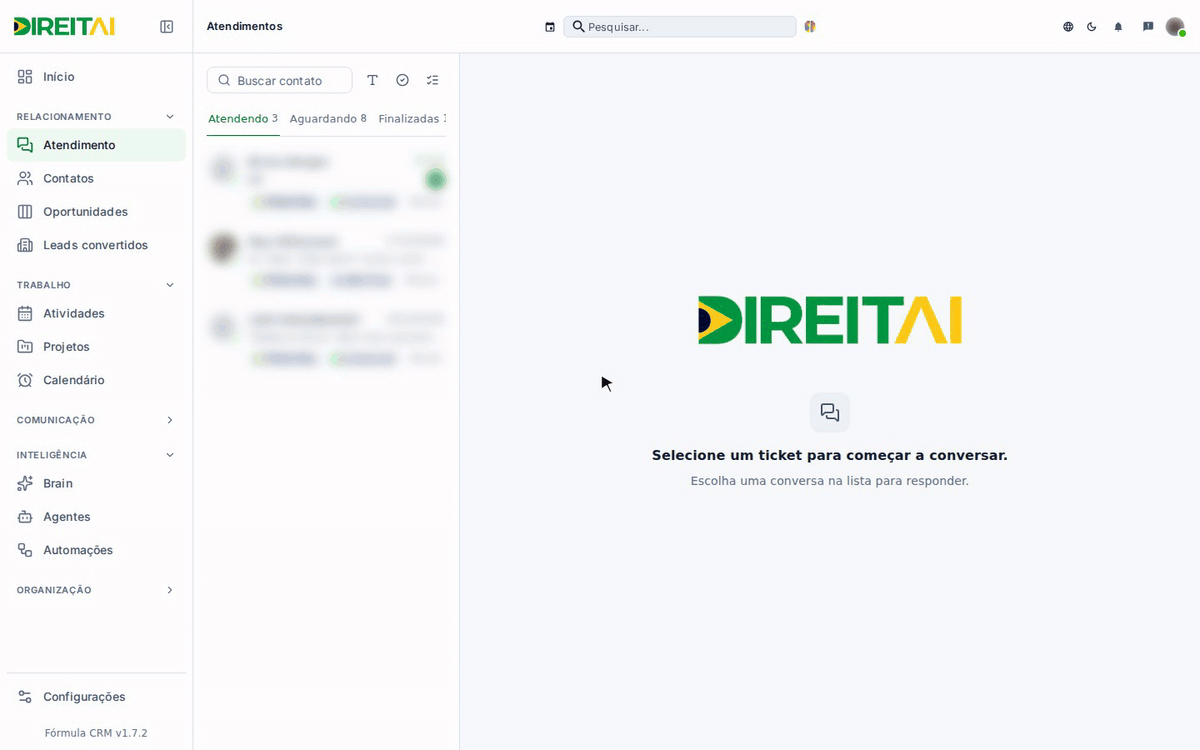 Digitar DEMO no campo Buscar contato e ver o resultado