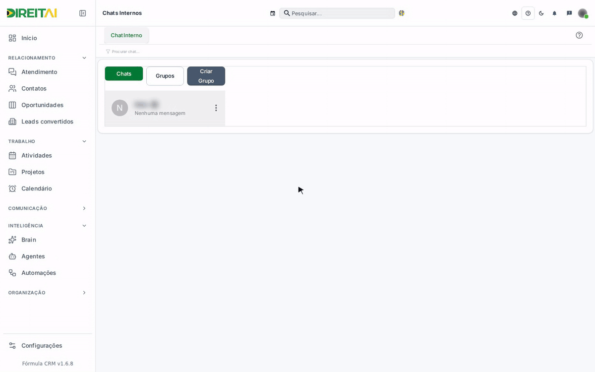 Abrir Criar Grupo no Chat Interno, ver os campos e cancelar