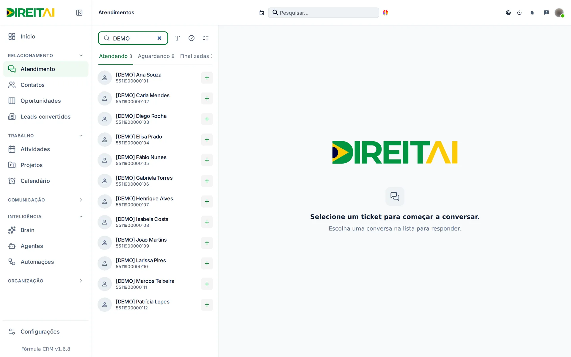 Resultado da busca por contato com o termo DEMO