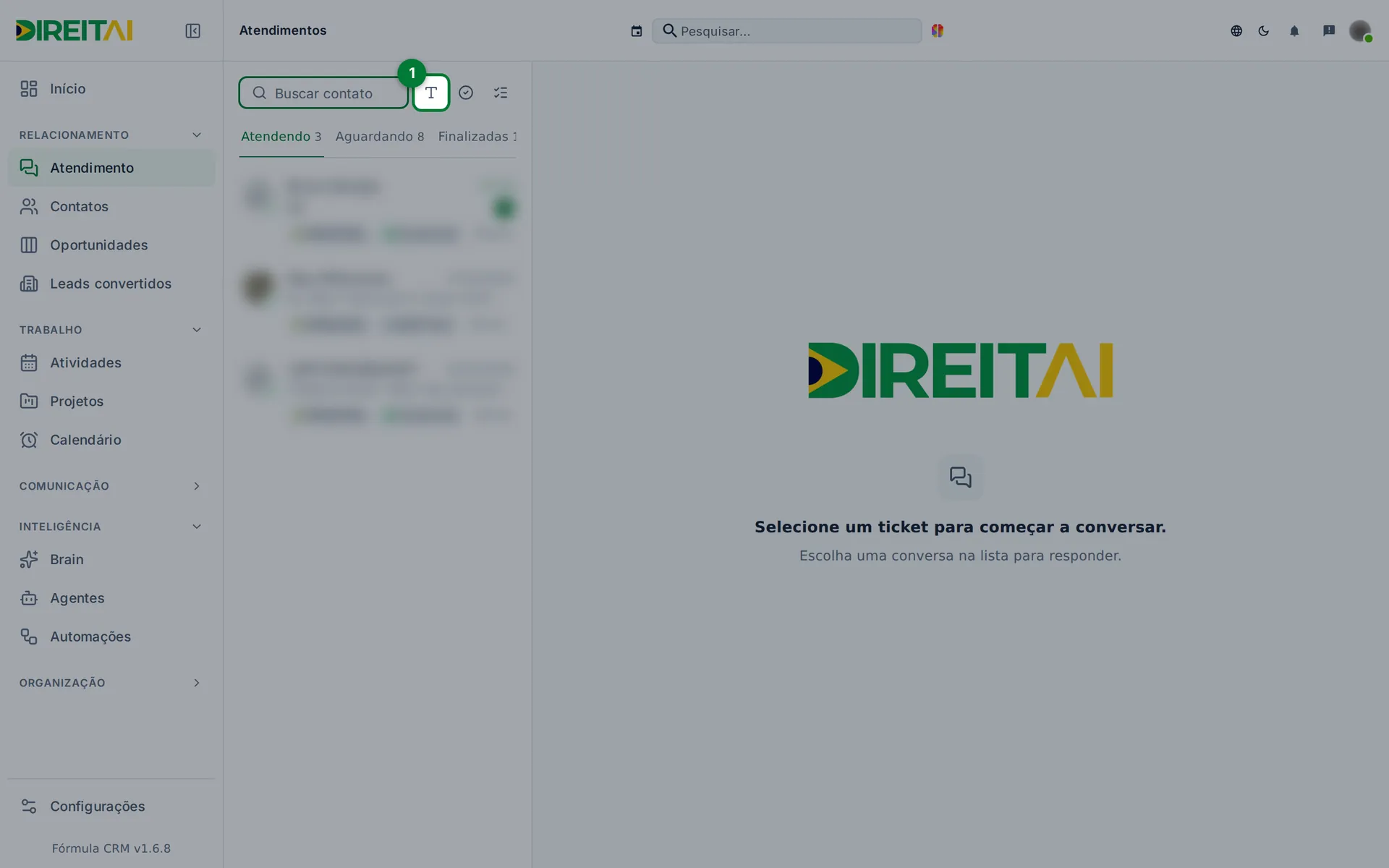 Botão para buscar no conteúdo das mensagens, ao lado do campo de busca