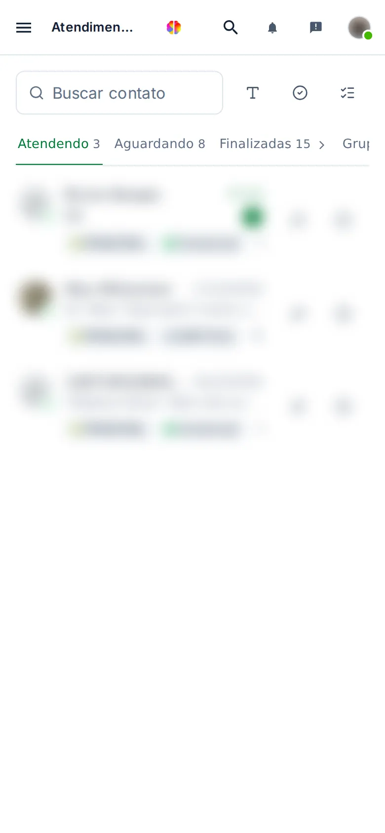 Lista de conversas no celular
