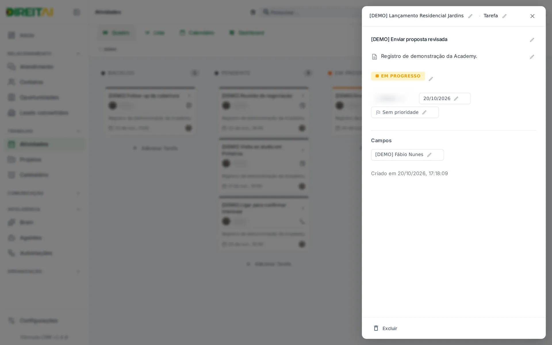Gaveta de detalhes da atividade [DEMO] Enviar proposta revisada, com lápis para editar cada campo