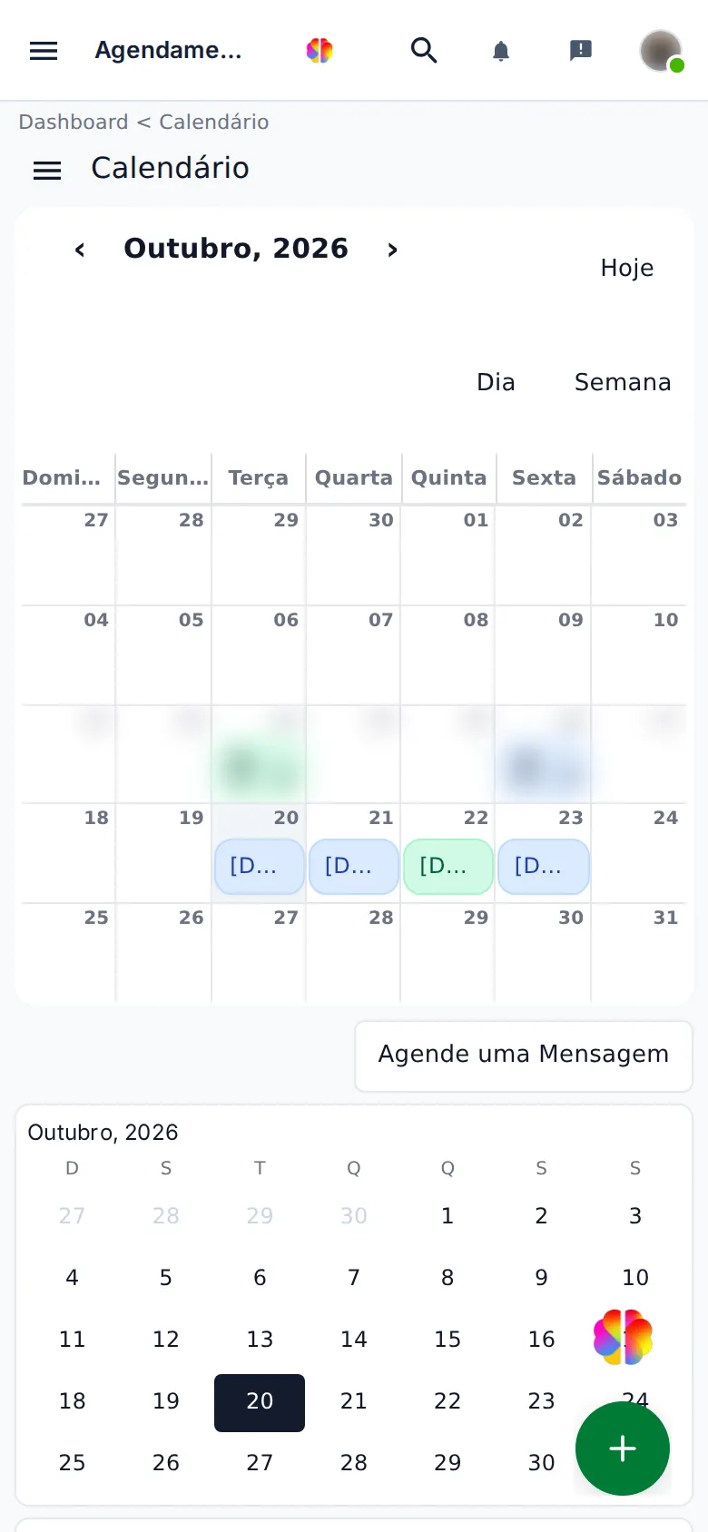 Calendário no celular