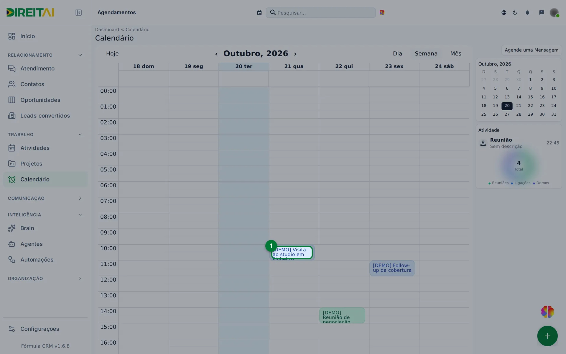 Evento [DEMO] Visita ao studio em Pinheiros destacado no calendário