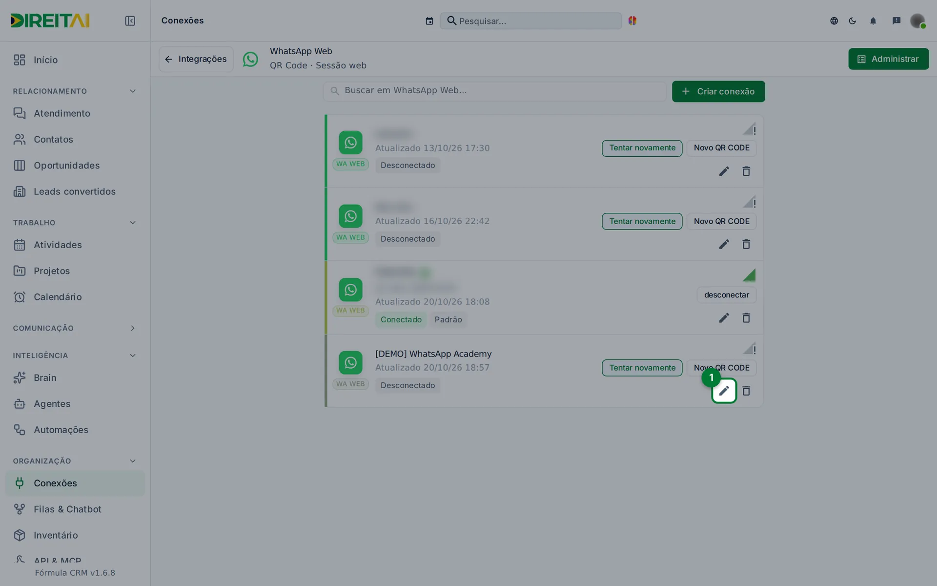 Ícone de lápis da conexão [DEMO] destacado para editar